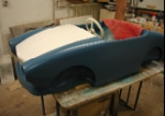 Restauration Karussellauto BMW 507 die Lackierung